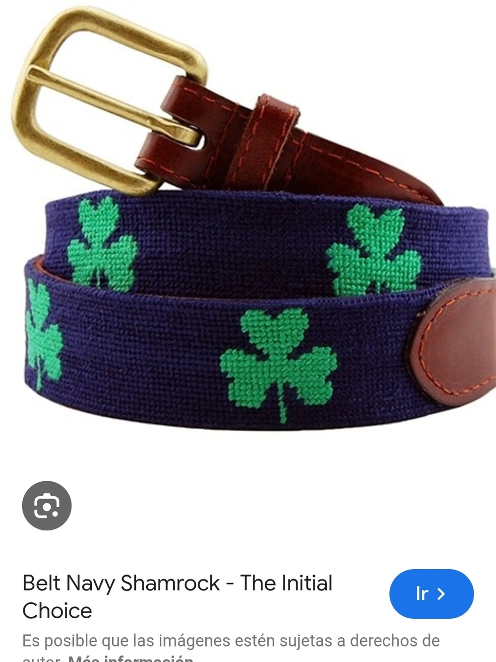 Navy Shamrock Embroidered Web Belt
